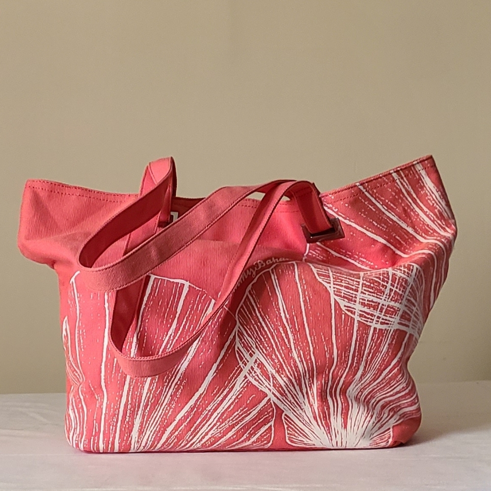 NWOT Tommy Bahama Coral Canvas Beach Tote Bag Resort Summer